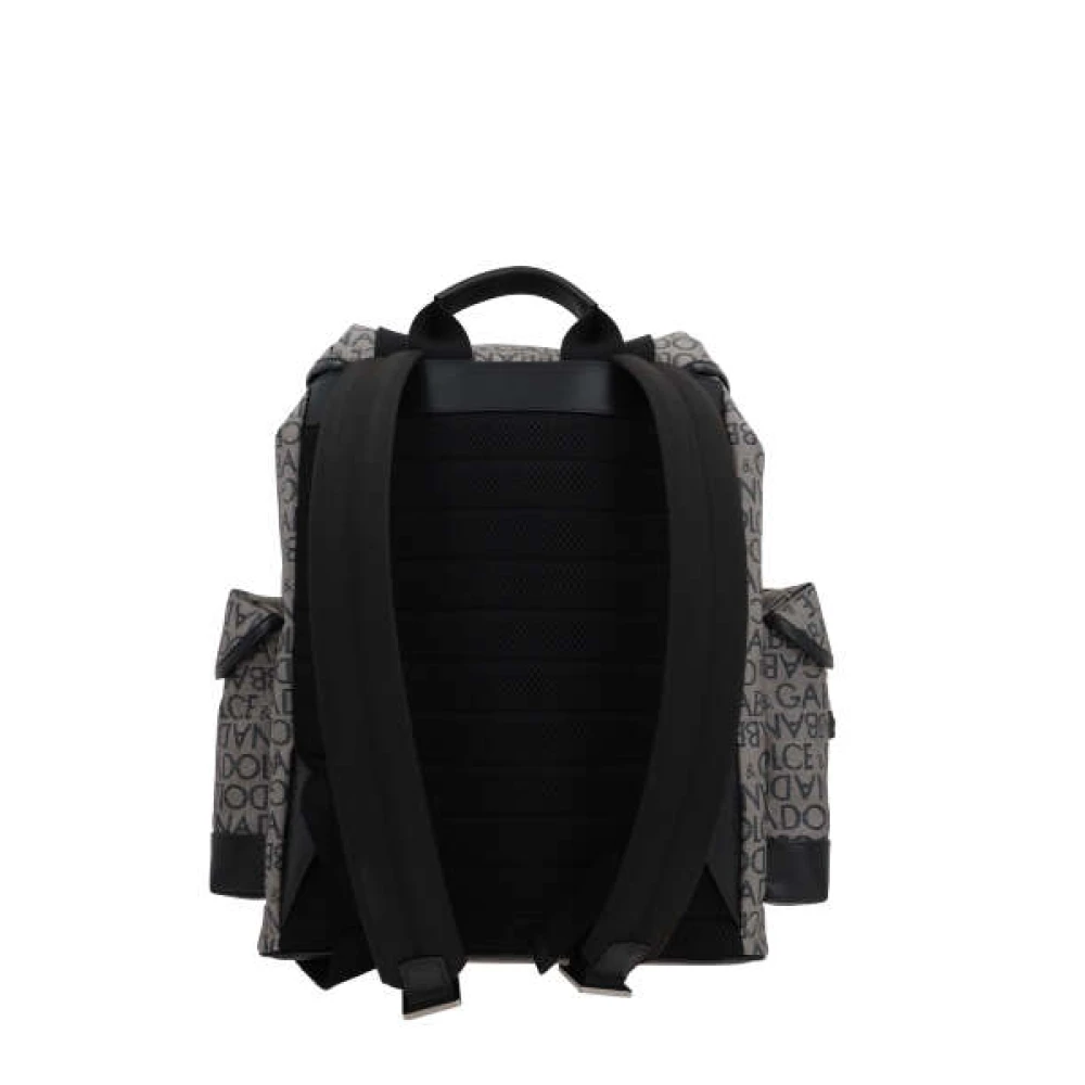 Dolce & Gabbana Canvas Resin Rugzak met Leren Afwerking Black Heren