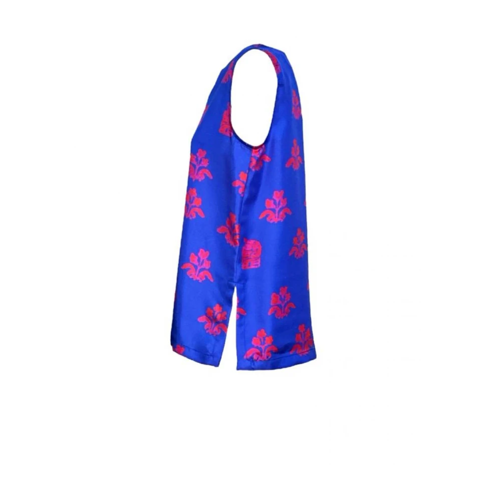 Beatrice .b Zijden hemdje blauw rood patroon Blue Dames