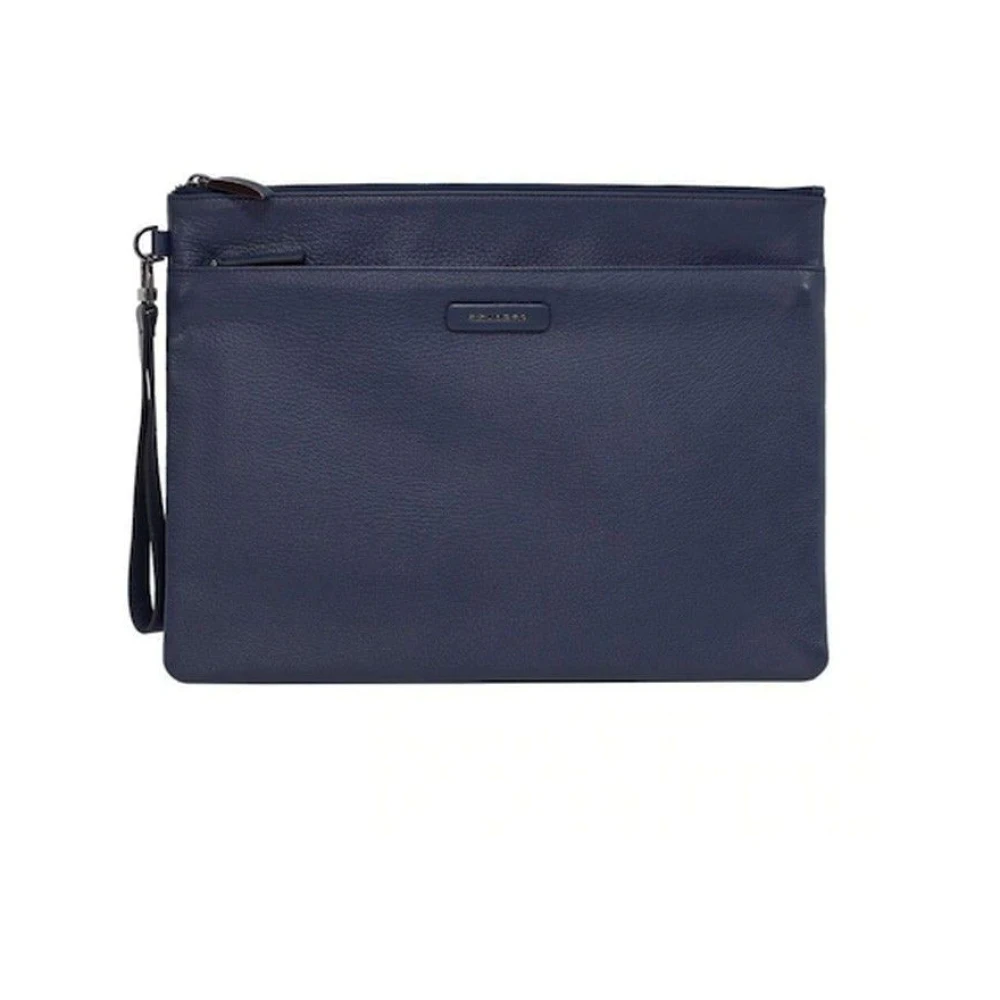 Piquadro Grote leren etui met voorvak met rits Blue Dames