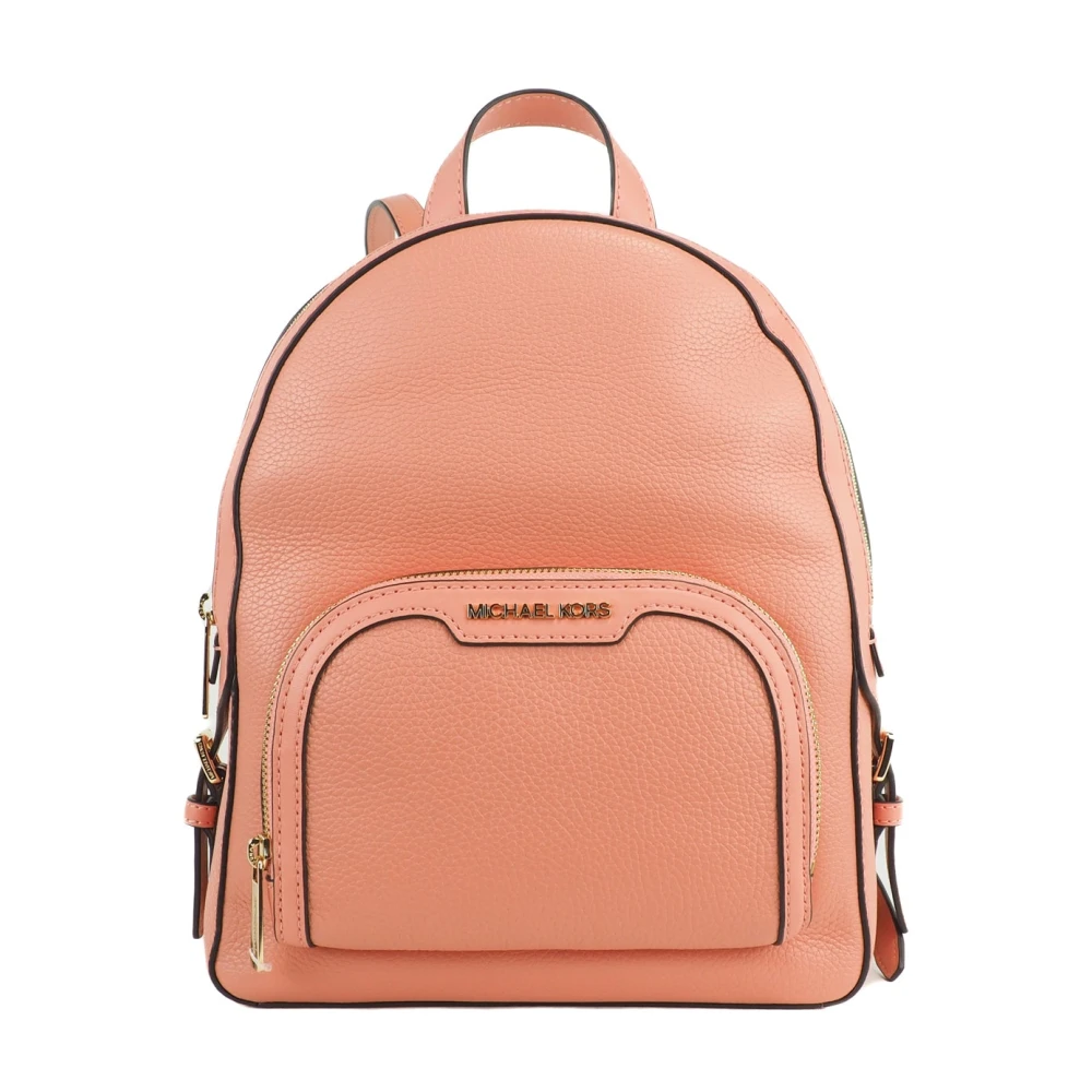 Michael Kors Jaycee Medium Sherbert Pebbled Leather Zip Pocket Backpack Bookbag Orange, Dam