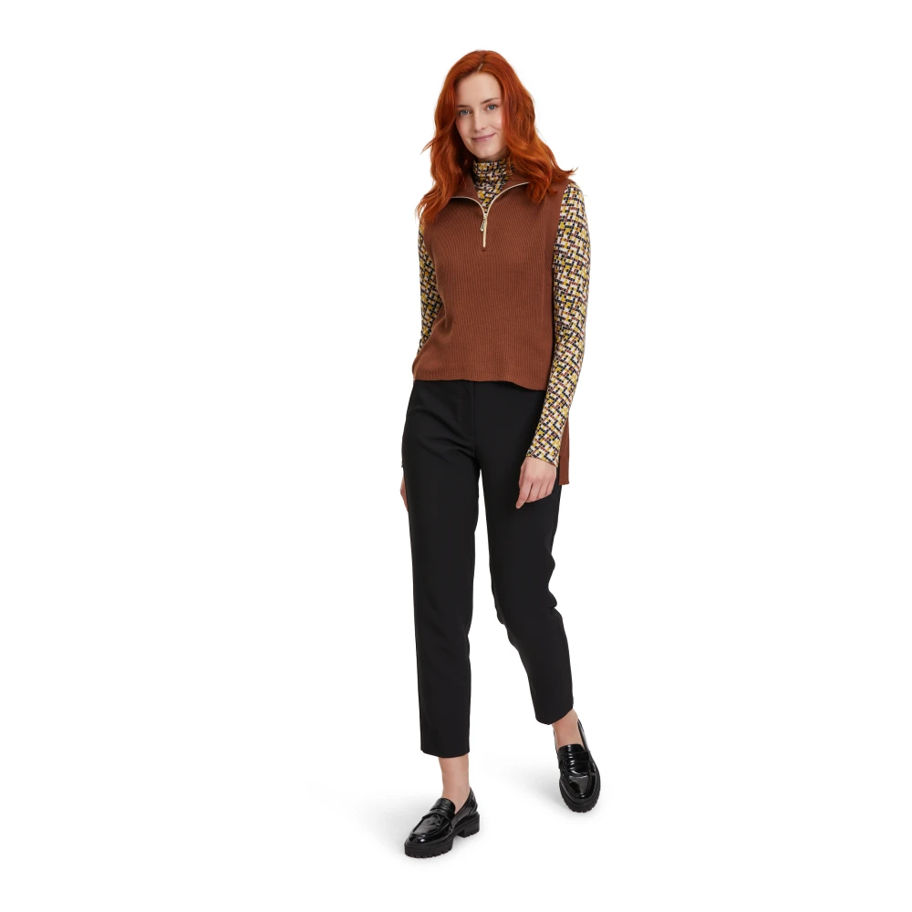 Betty Barclay Mouwloze Gebreide Vest met Rits Beige Dames