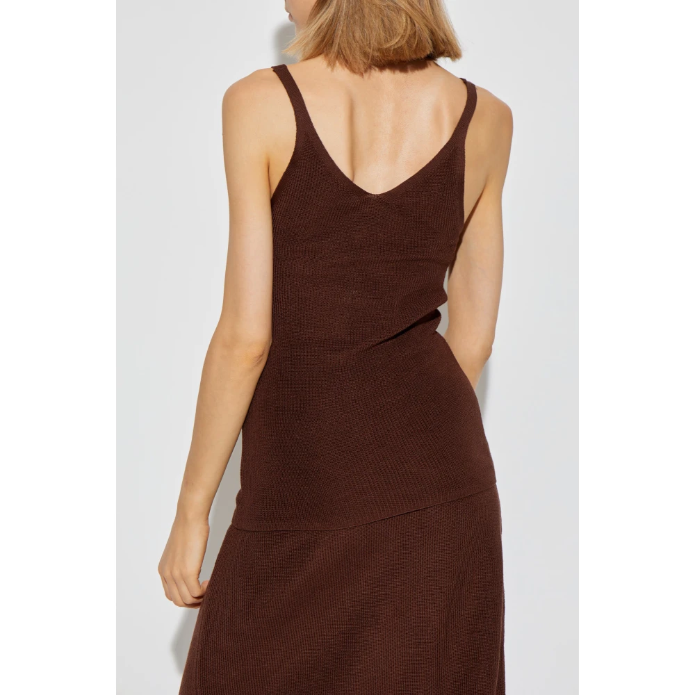 Aeron Geribbelde top Freesia Brown Dames