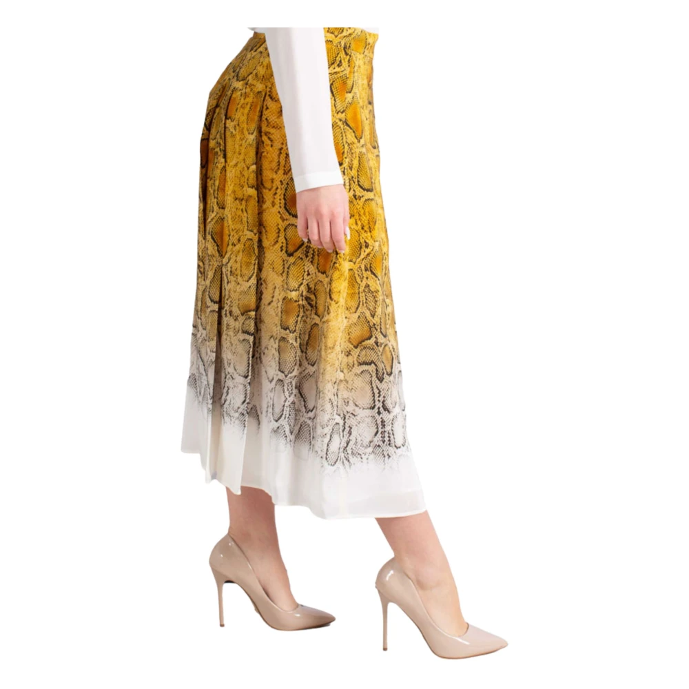 Max Mara Studio Gele Geplooide Rok Magnetische Knoopsluiting Multicolor Dames