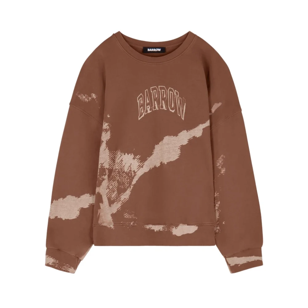 Barrow Katoenen sweatshirt met ronde hals en verf-effect Brown Heren