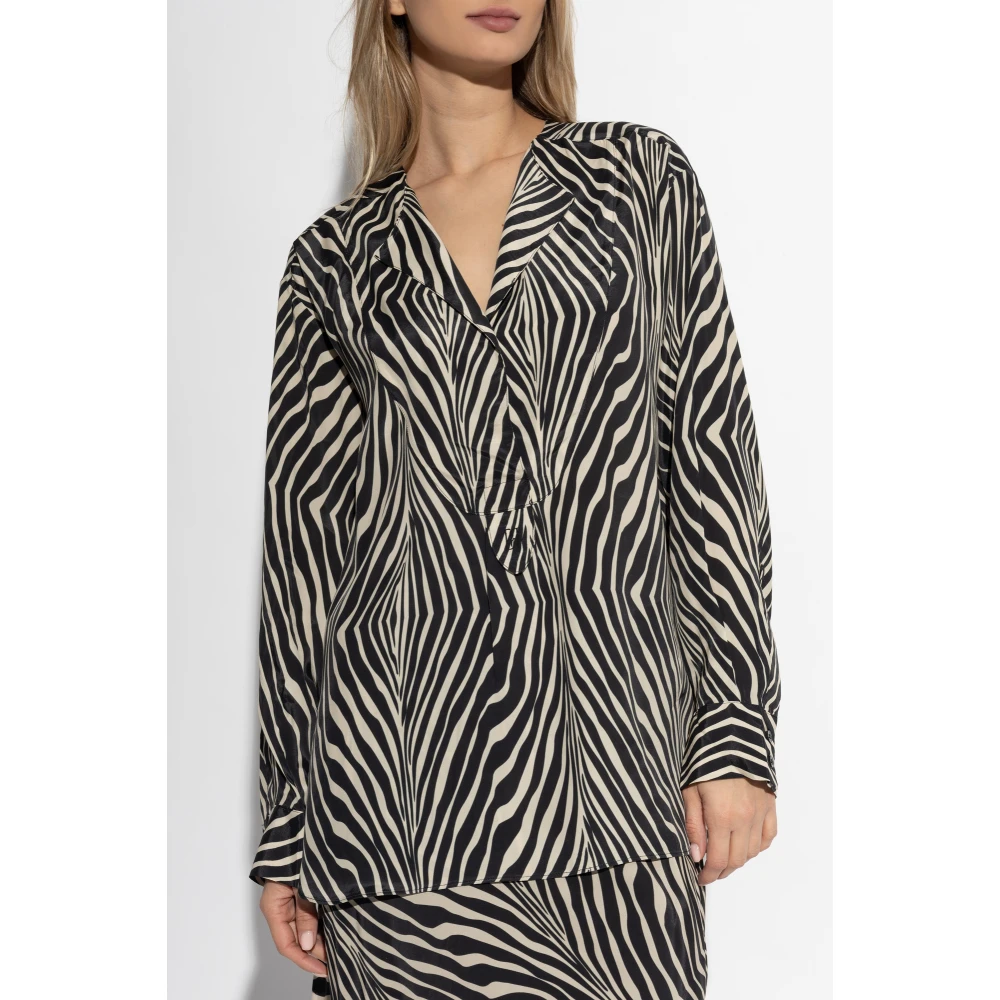 By Malene Birger Shirt met dierenpatroon By Herenne Birger Black Dames