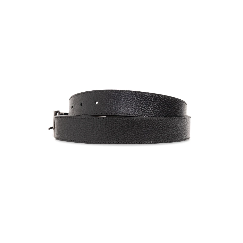 Emporio Armani Leren Riem Black Heren