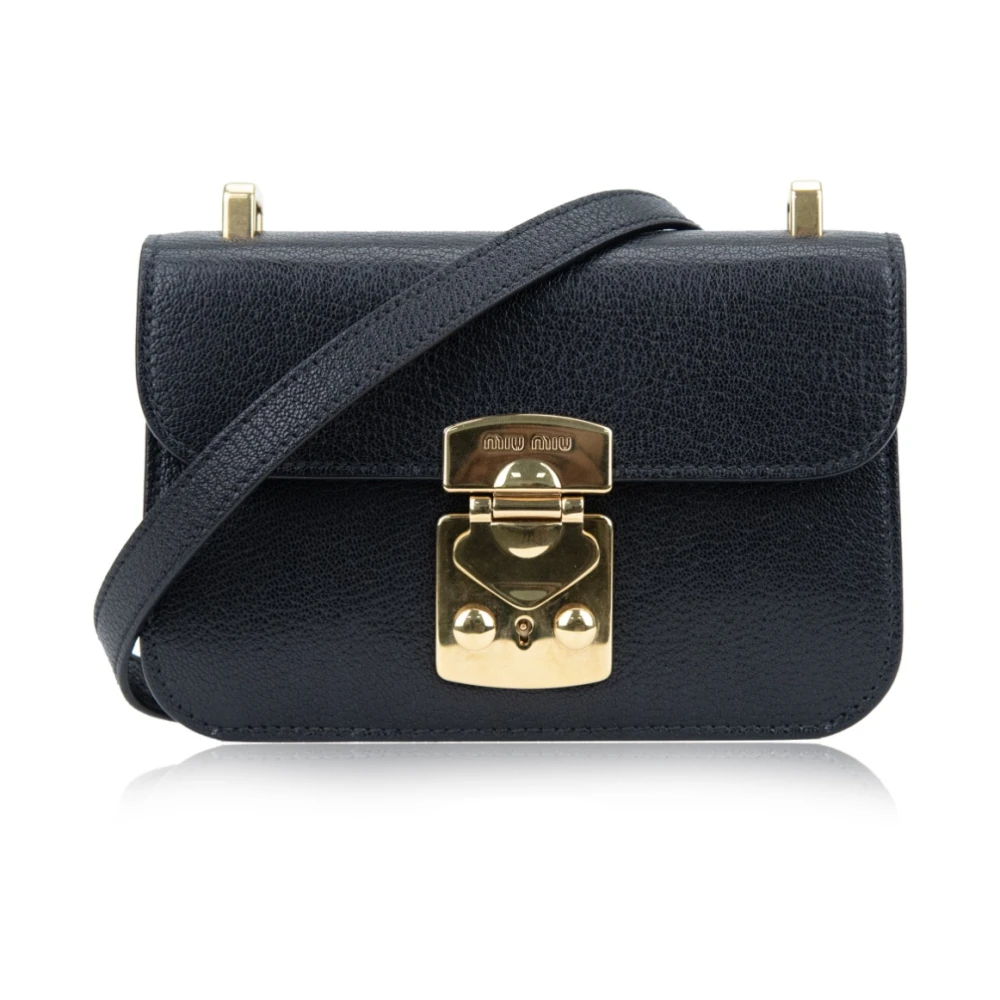 Miu Miu Women's Black Leather Shoulder Bag With Snap Closure