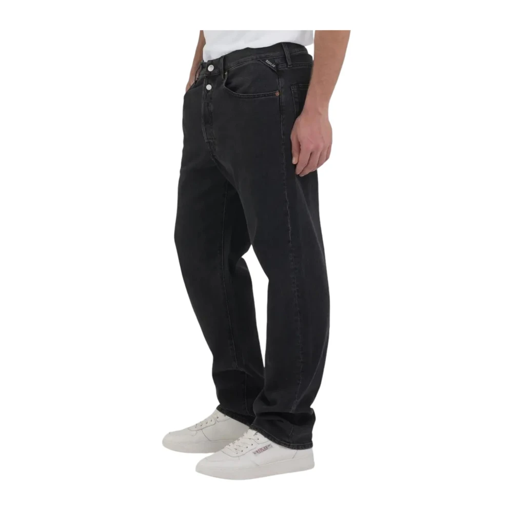 Replay Zwarte Denim Jeans Delav Stijl Gray Heren