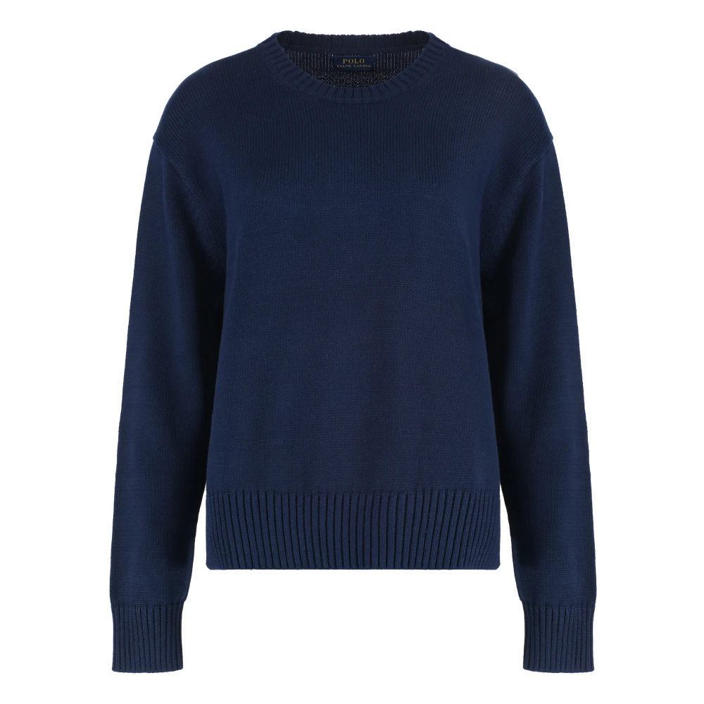 Polo Ralph Lauren Geribbelde Katoenen Crew-Neck Sweater Blue Dames