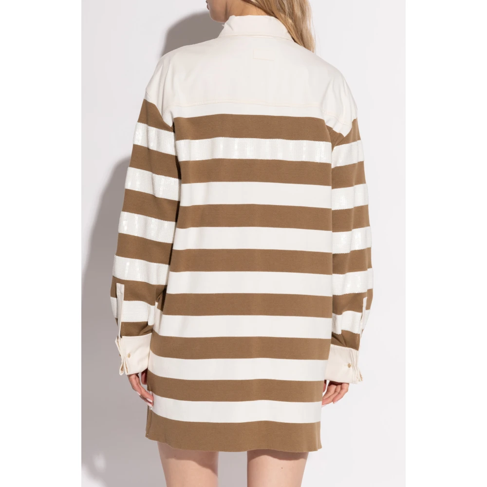 Max Mara Jurk met streepmotief Brown Dames