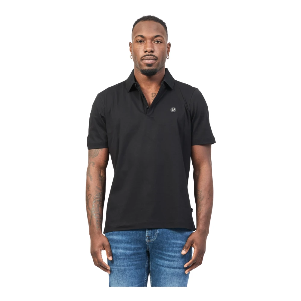 Hugo Boss Svart Polo T-shirt med Monogram Patch Black, Herr