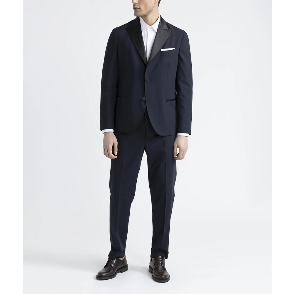 PESERICO Stretch technische wollen enkelborst avondtuxedo Blue Heren