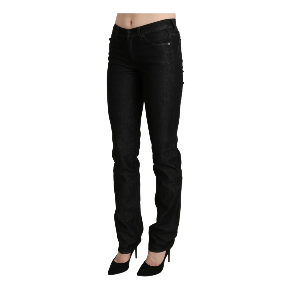 Ermanno Scervino Zwarte Skinny Denim Broek Rits Sluiting Black Dames