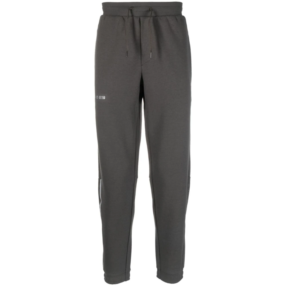 Emporio Armani Ea7 Mannelijk Grijs Broeken Heren, M, Logo-Print Broek Met Trekkoord