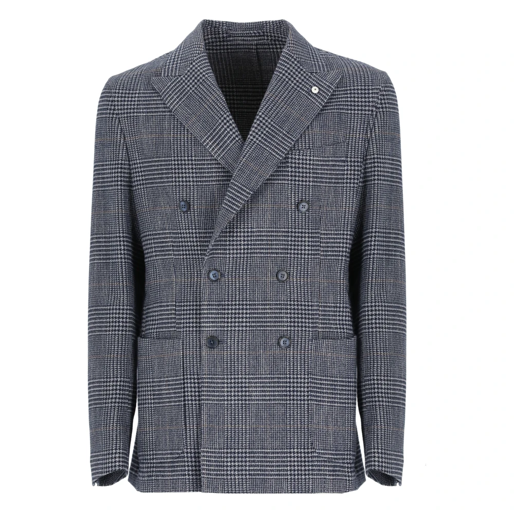 Lubiam Blauw Dubbelborst Katoenen Jas Blue Heren