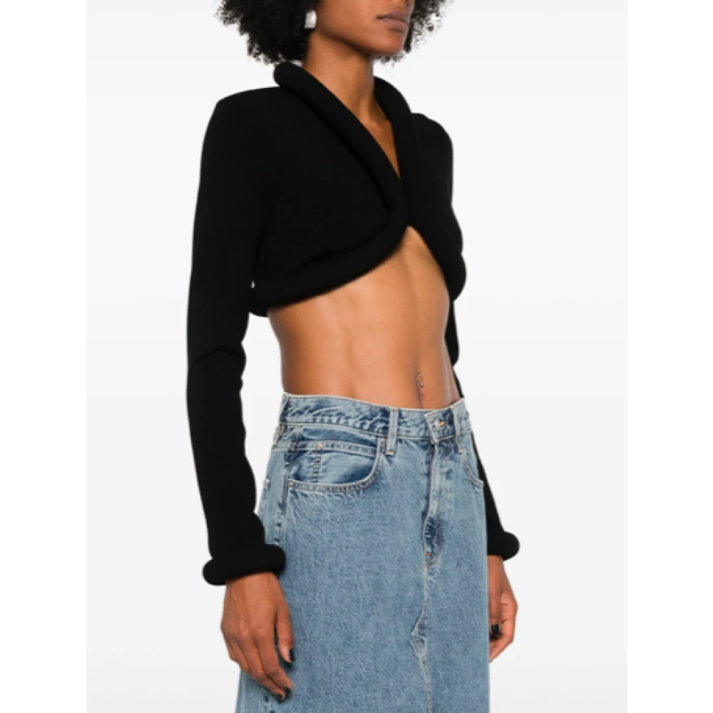 Jean Paul Gaultier Zwarte Viscose Cardigan met Schuimdetail Black Dames
