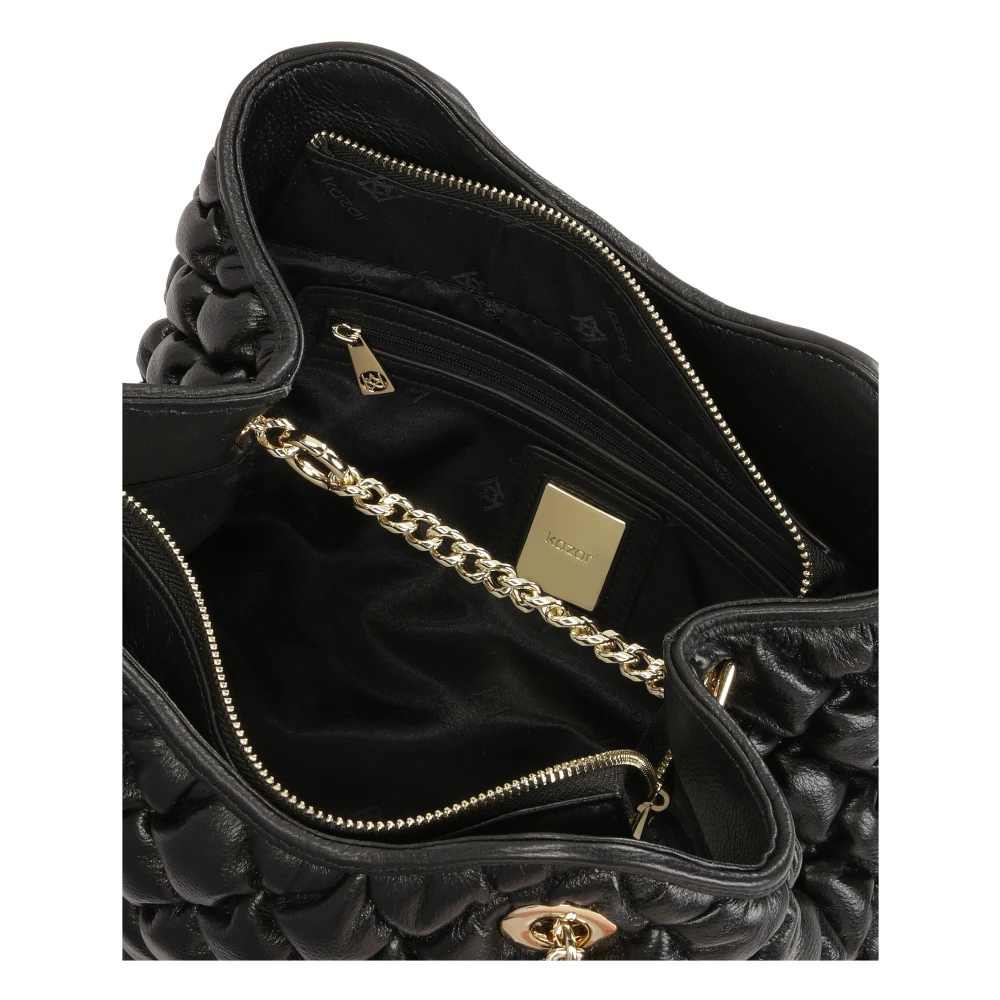Kazar Zwarte gewatteerde patroon handtas met schouderkettingen Black Dames