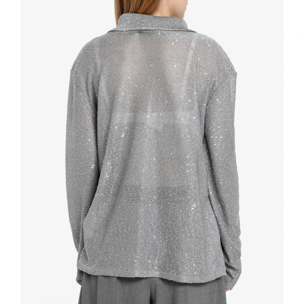 Msgm Grijze Paillettrui Lurex Garen Gray Dames