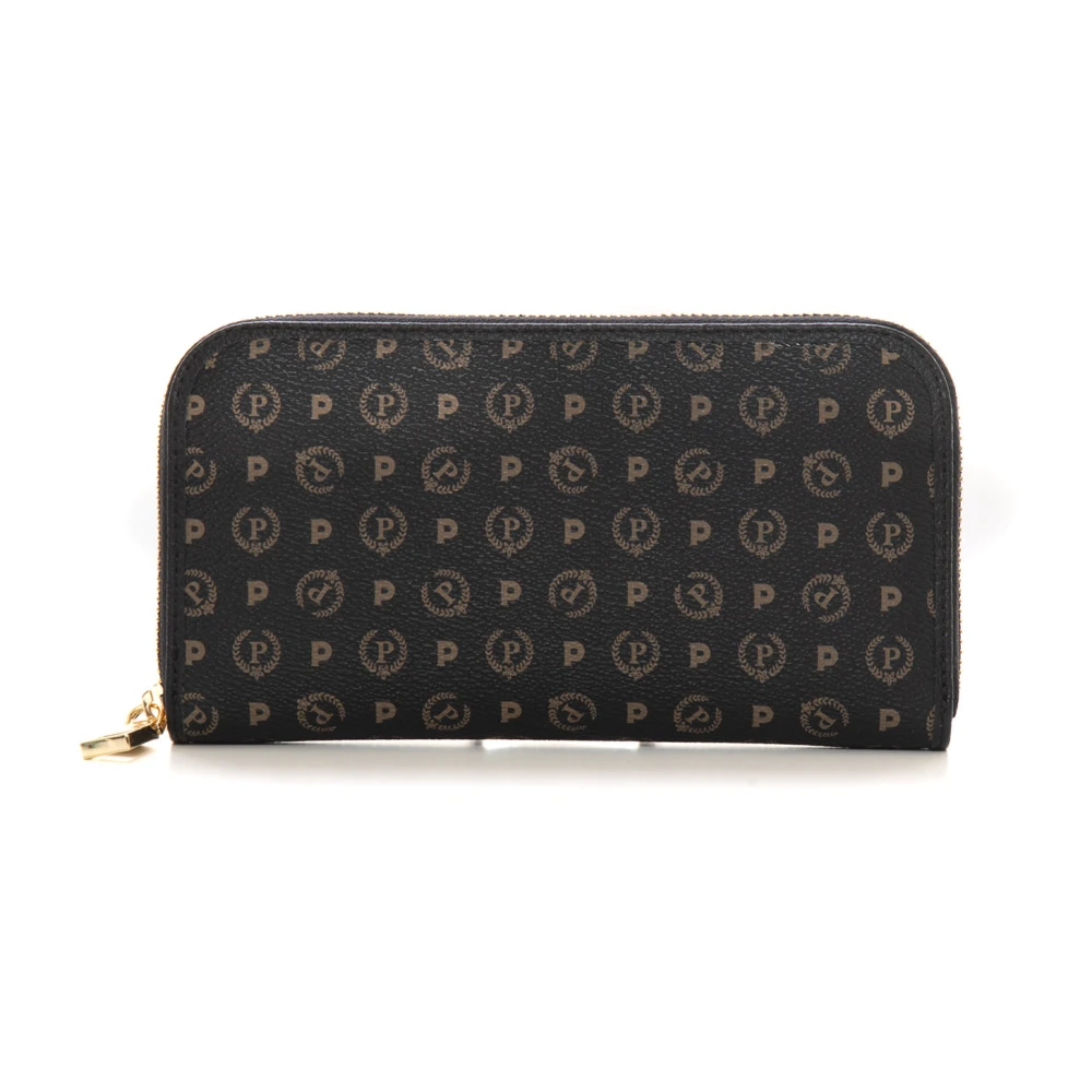 Pollini Women's Black Wallets & Cardholders, One Size, Logo Zip Around Wallet With Cardholder Compartments