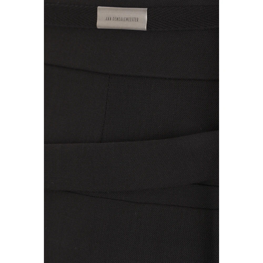 Ann Demeulemeester Zwarte Omslagrok met Geplooid Paneel Black Dames