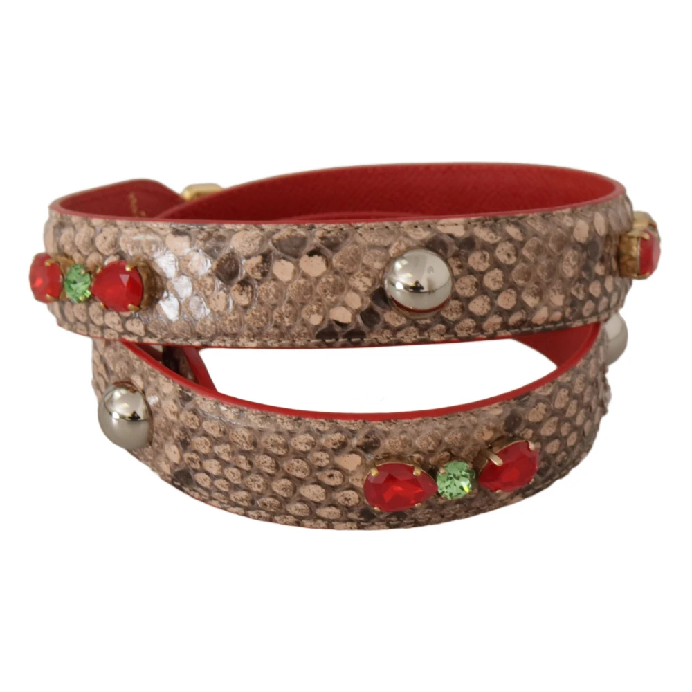 Dolce & Gabbana Python Leren Kristal Riem Brown Dames