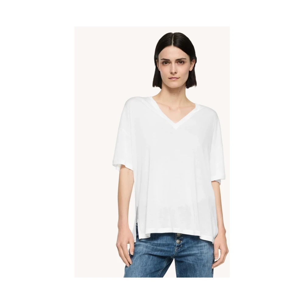 Dondup V-hals Jersey T-shirt White Dames