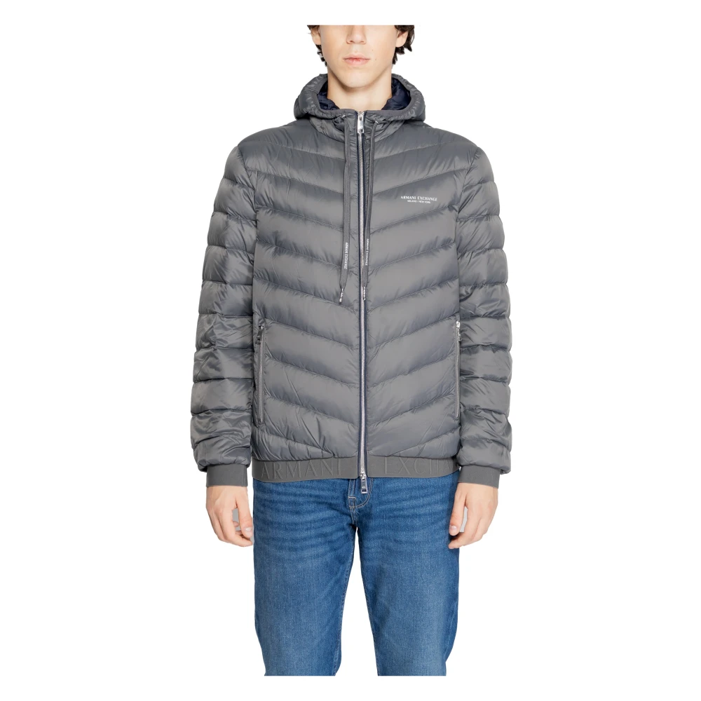 Armani Exchange Grijze Hooded Ritsjas Mannen Herfst Winter Gray Heren