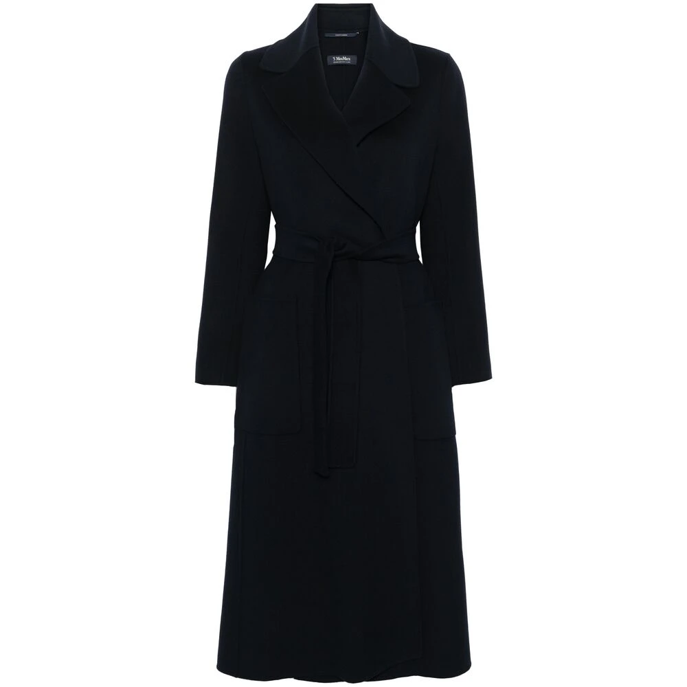 Max Mara Navy Blue Jas met Zelfstriksluiting Blue Dames
