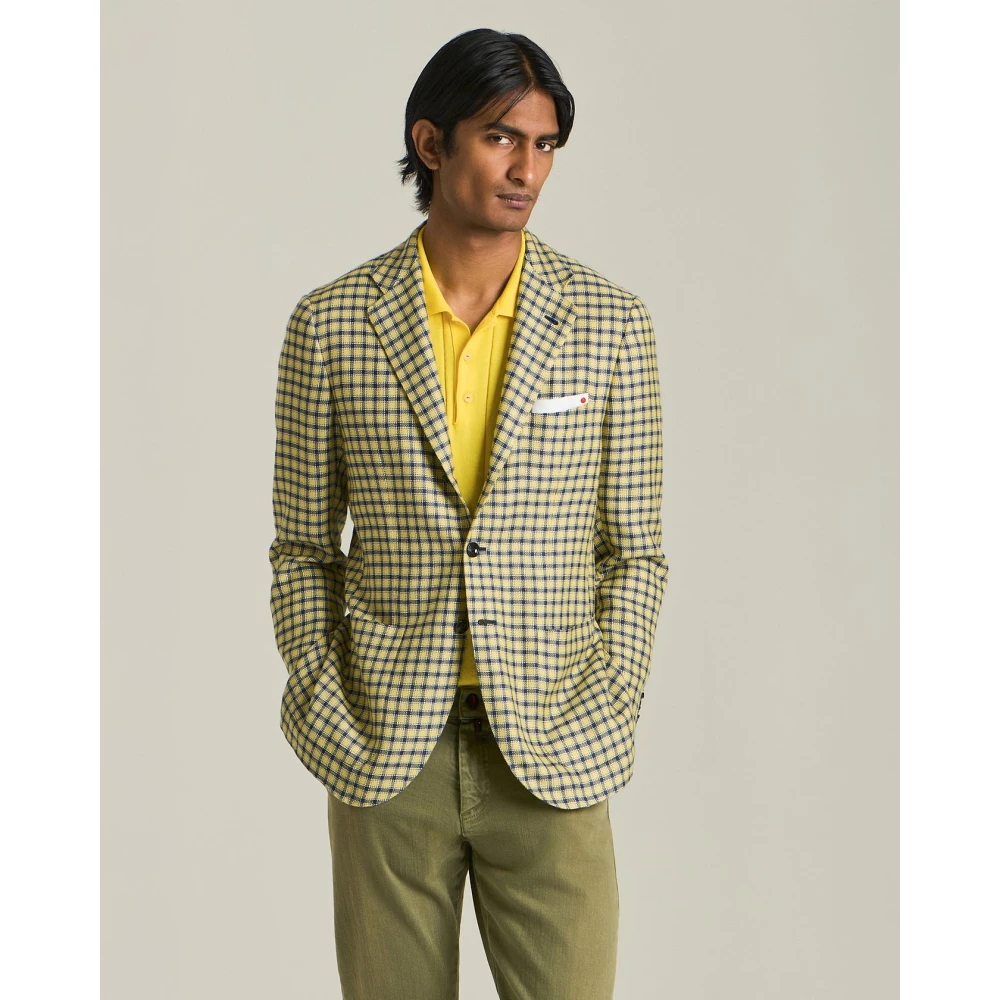Kiton Luxe Micro Check Blazer Multicolor Heren