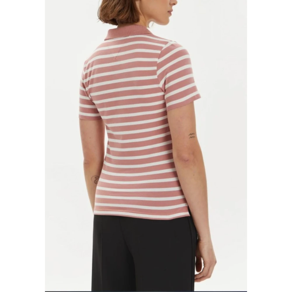 Tommy Hilfiger Gestreepte Slim Polo voor Vrouwen Pink Dames