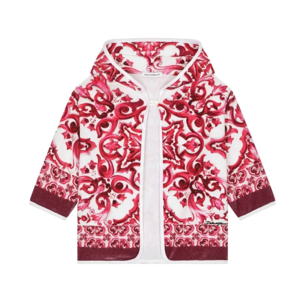 Dolce & Gabbana Kinderen Seawear Badjas Roze Majolica Multicolor Dames