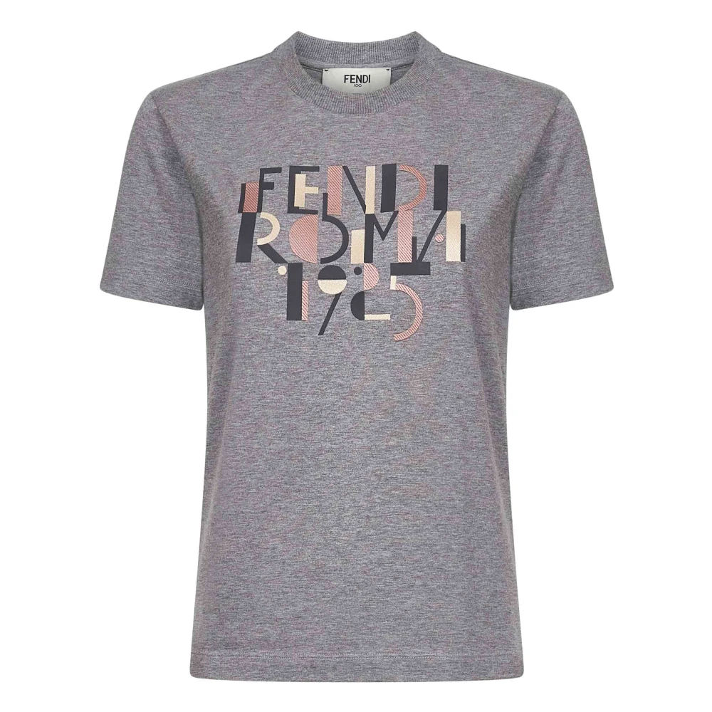 Fendi Women's Gray Grey Polos With Roma 1925 Print - T-Shirts - S - Tops