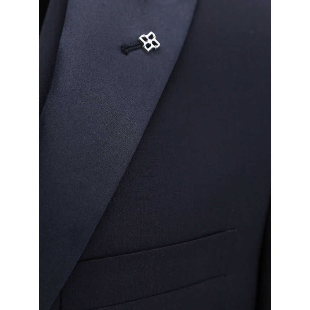 Tagliatore Virgin Wool Tuxedo met Vest Blue Heren