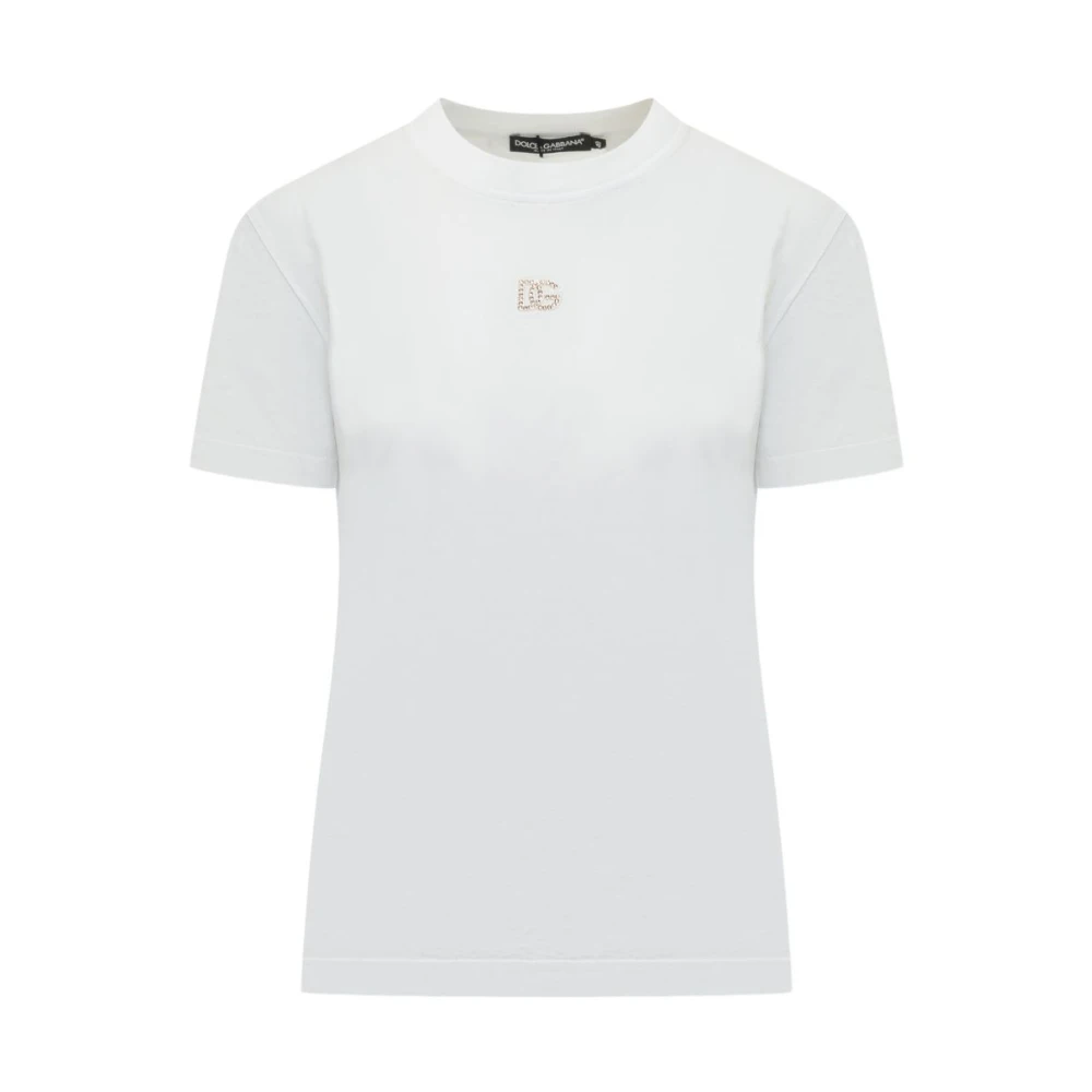 Dolce & Gabbana Donna Bianco - T-Shirt Con Logo Decorato - Tops - S