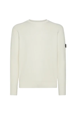 Beige Bomullströja Engelsk Ribbstickning