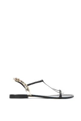 Svarta och guld sandaler för damer