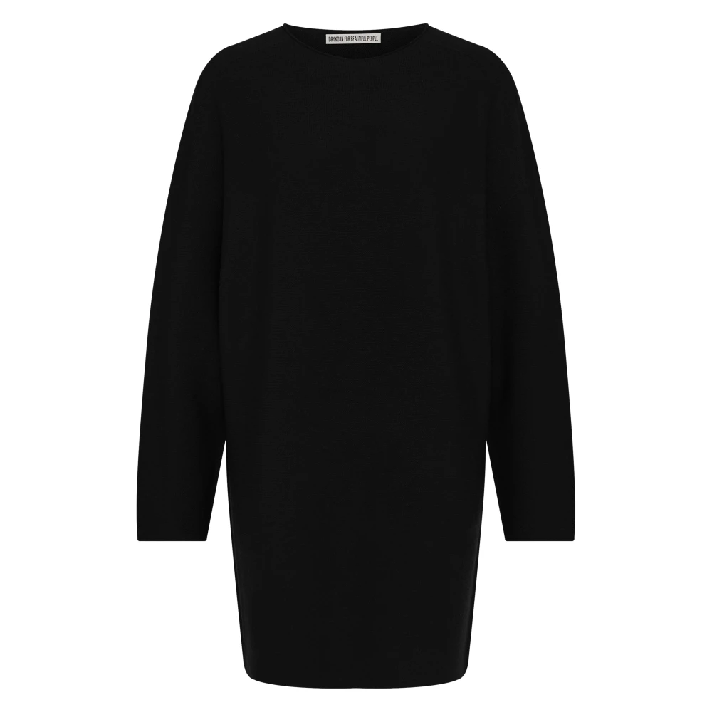 drykorn Zwart Gebreide Jurk met Raglan Mouwen Black Dames
