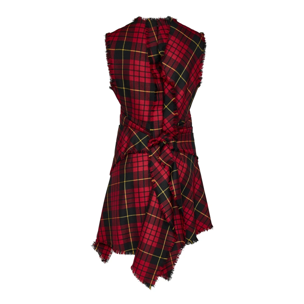 alexander mcqueen Rode Tartan Wol Mouwloze Jurk Red Dames