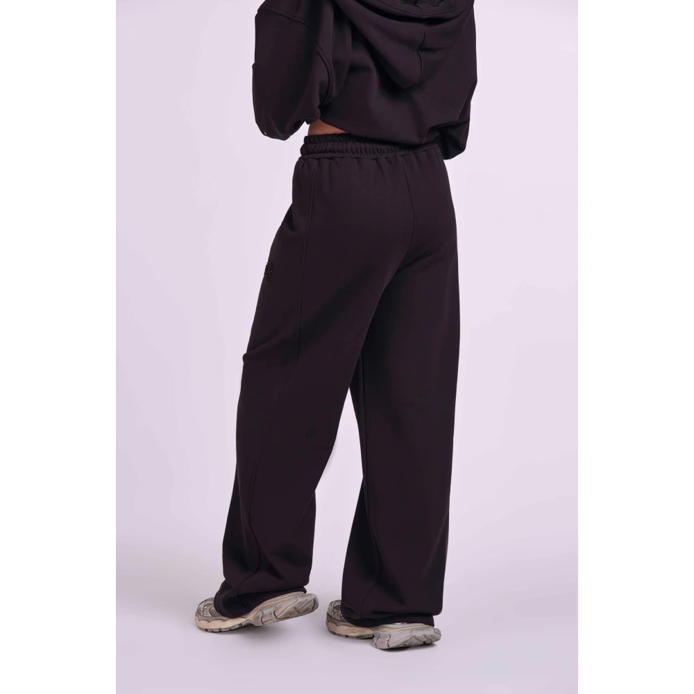 4Giveness Geborduurde Palazzo Broek met Felpa Stijl Black Dames