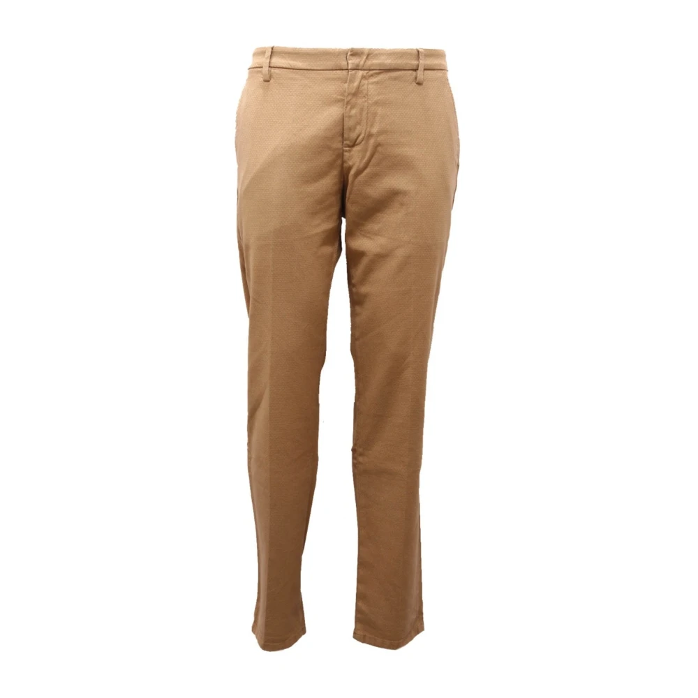 Dondup Men's Brown Textured Cotton Blend Trousers - Chinos - W38 - Trousers