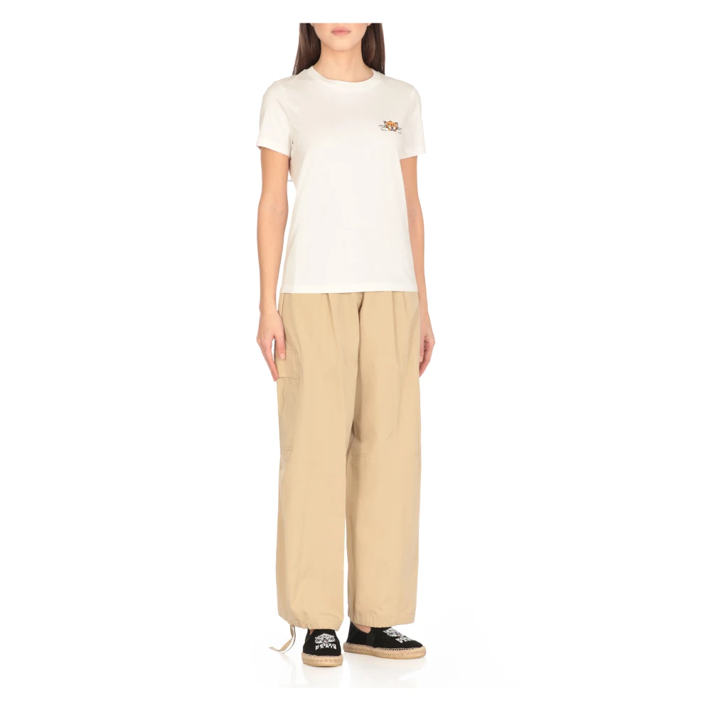 Kenzo Wit Katoenen T-shirt met Bedrukt Logo White Dames