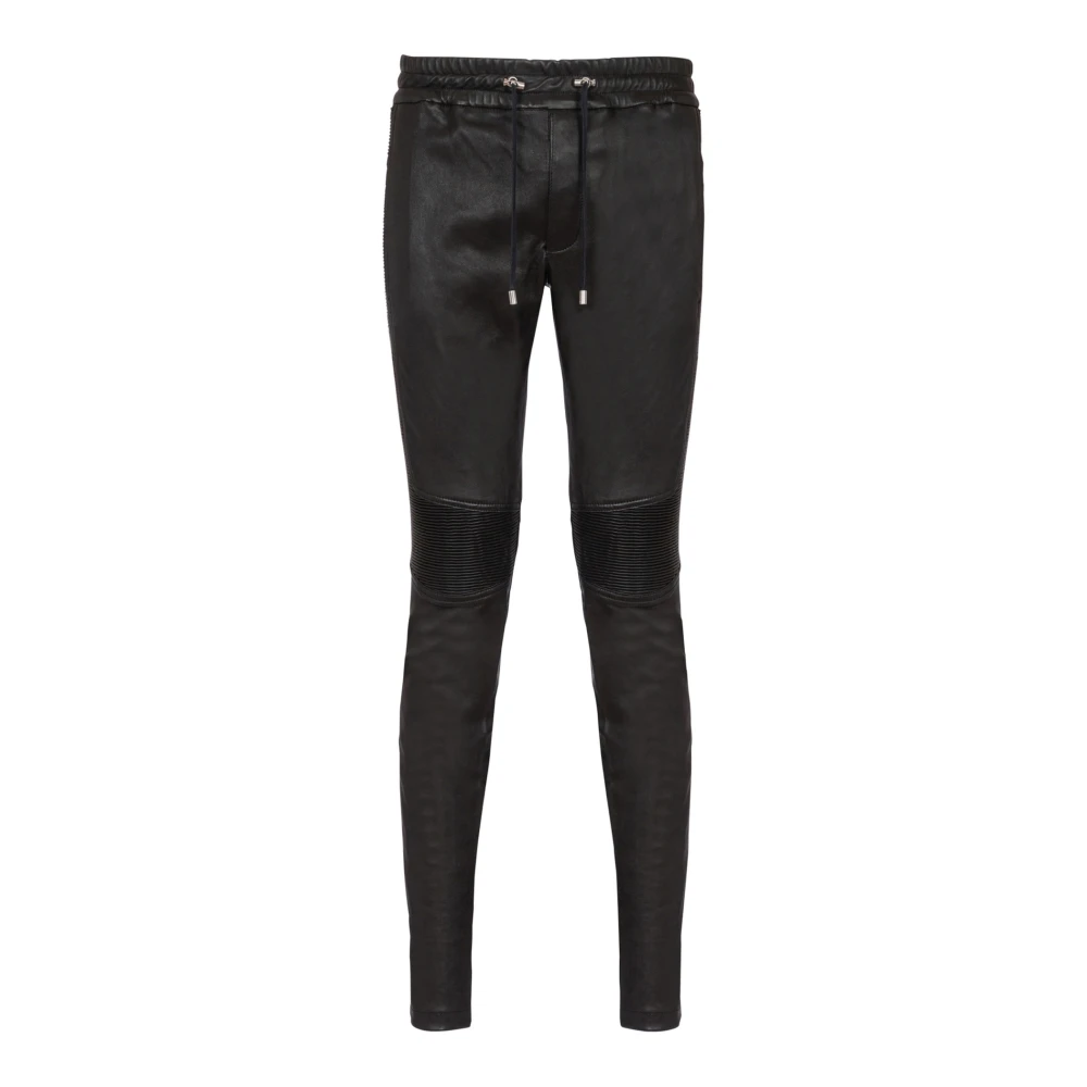 Balmain Leren motorbroek Black Heren