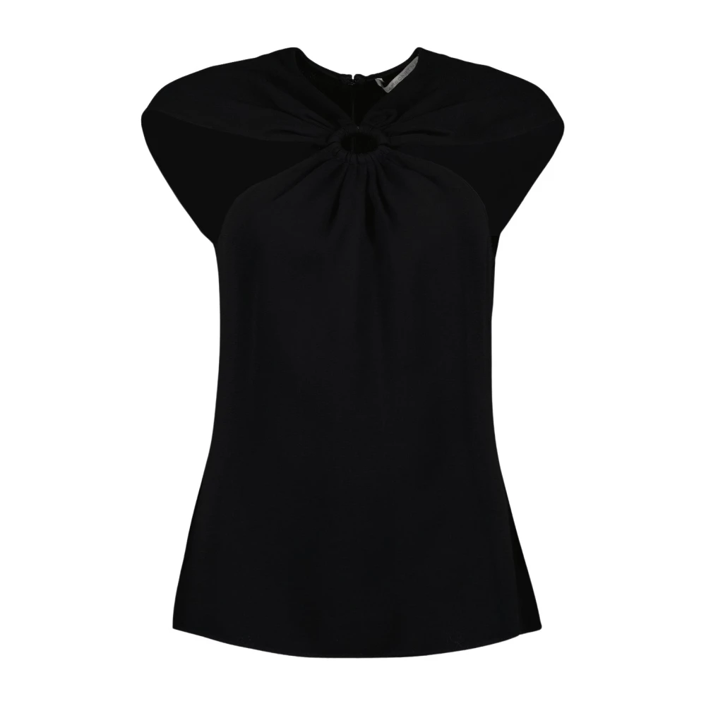 Stella Mccartney Women's Black Blouses, Xs, V-Neck Short Sleeve Viscose Blouse
