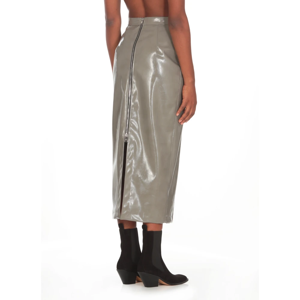 Msgm Grijze Rok met Ritszakken en Split Gray Dames