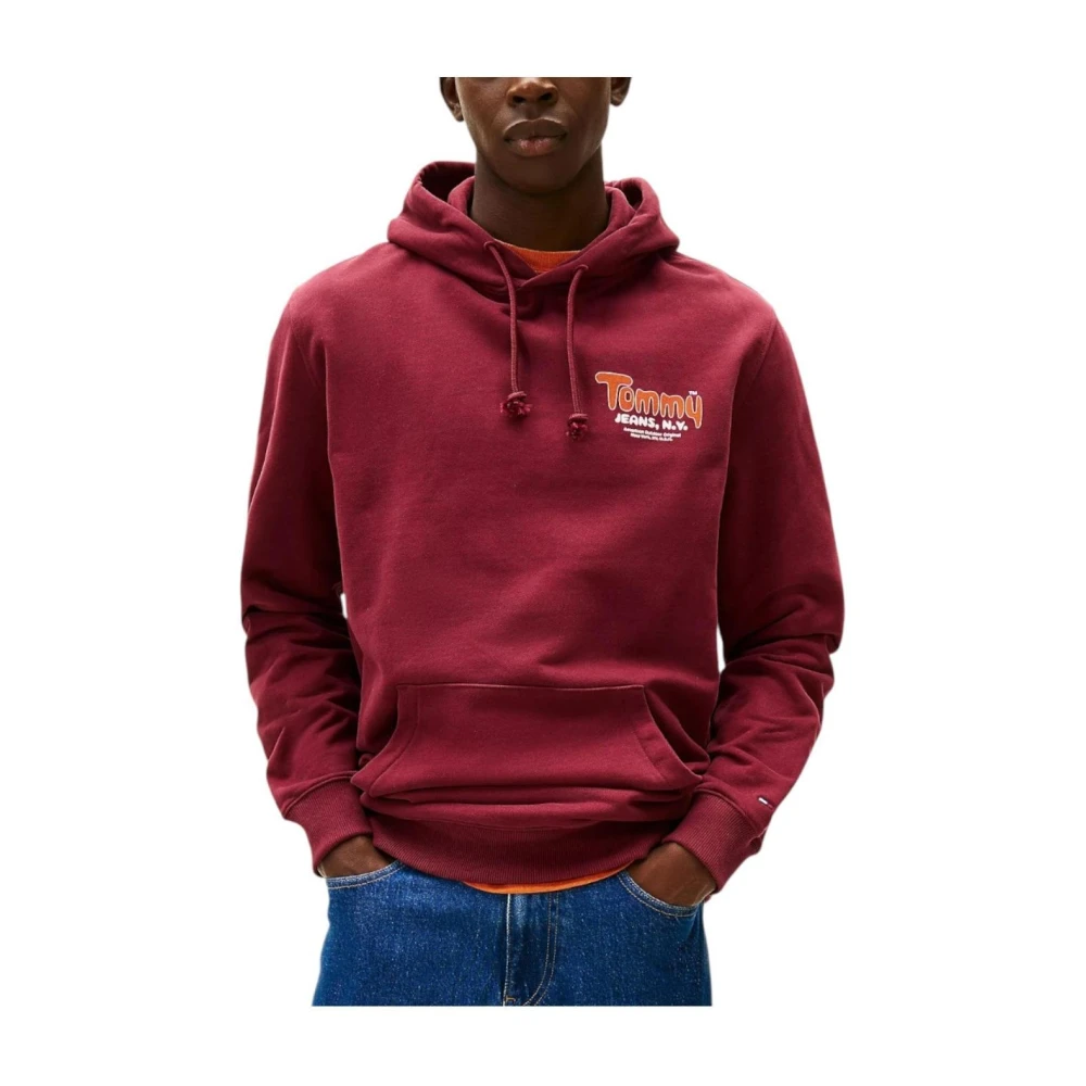 Tommy Hilfiger Men's Red Velvet Hoodie With Logo Embroidery - Hoodies - Xl - Sweatshirts & Hoodies