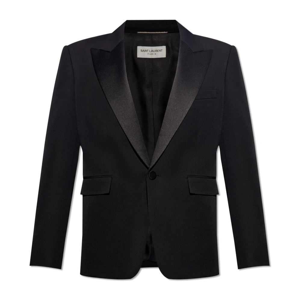 Saint Laurent Virgin Wool Tuxedo Jacket Black Heren