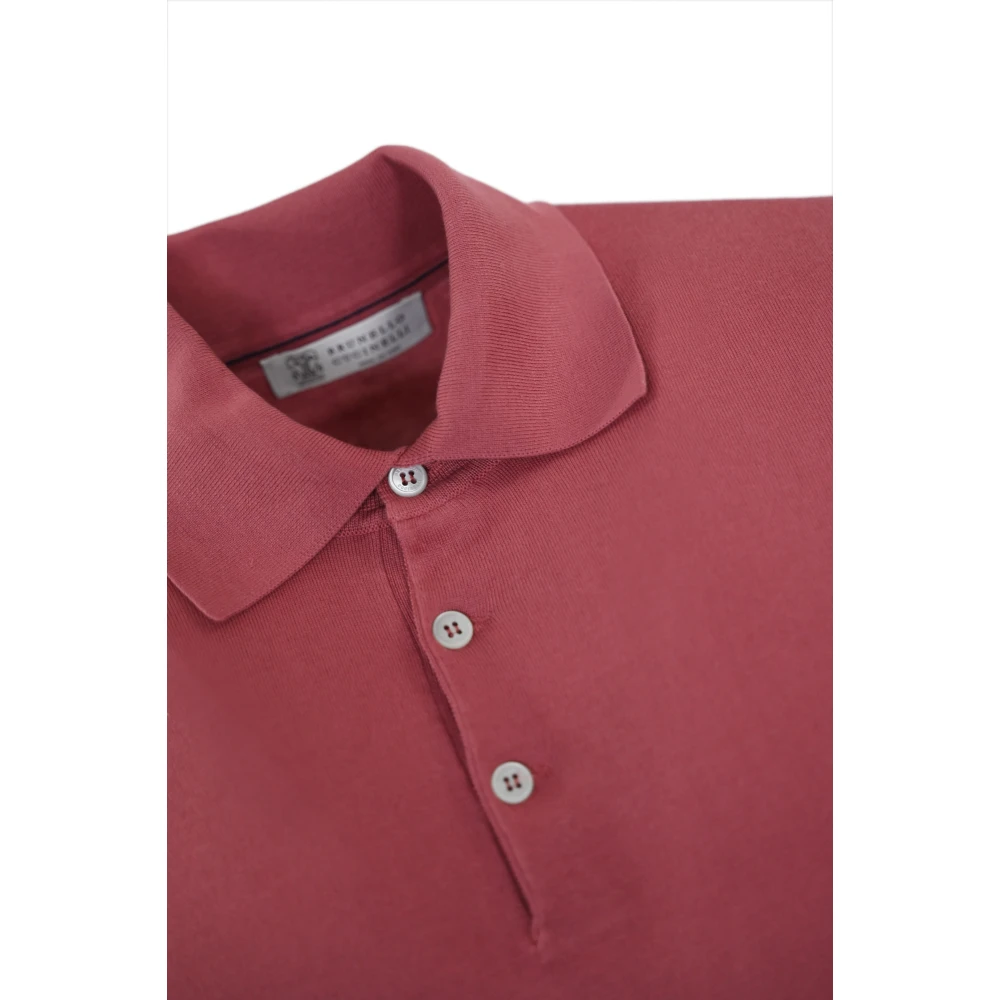 BRUNELLO CUCINELLI Katoenen Polo Shirt Korte Mouw Klassieke Kraag Pink Heren