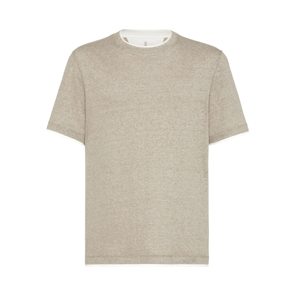 BRUNELLO CUCINELLI Beige Crew Neck T-shirt Beige Heren