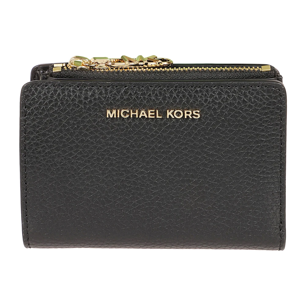 Michael Kors Zwarte leren portemonnee met ritsvak voor kleingeld Black Dames
