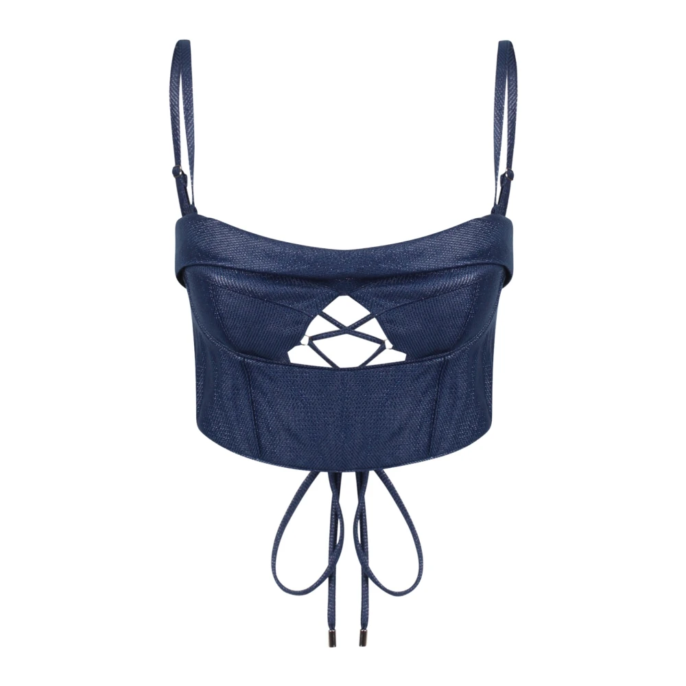 Sabina Musayev Kanten Bustier Top Blue Dames